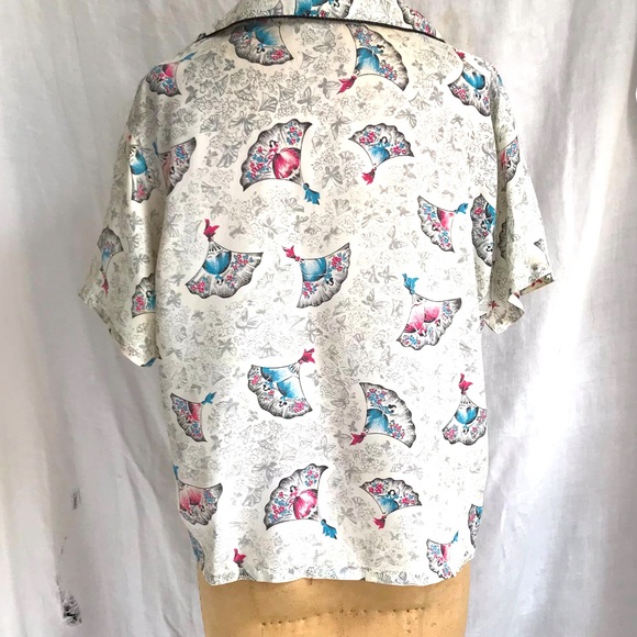 Vintage 40’s Fan Print Top - Picture 3 of 5
